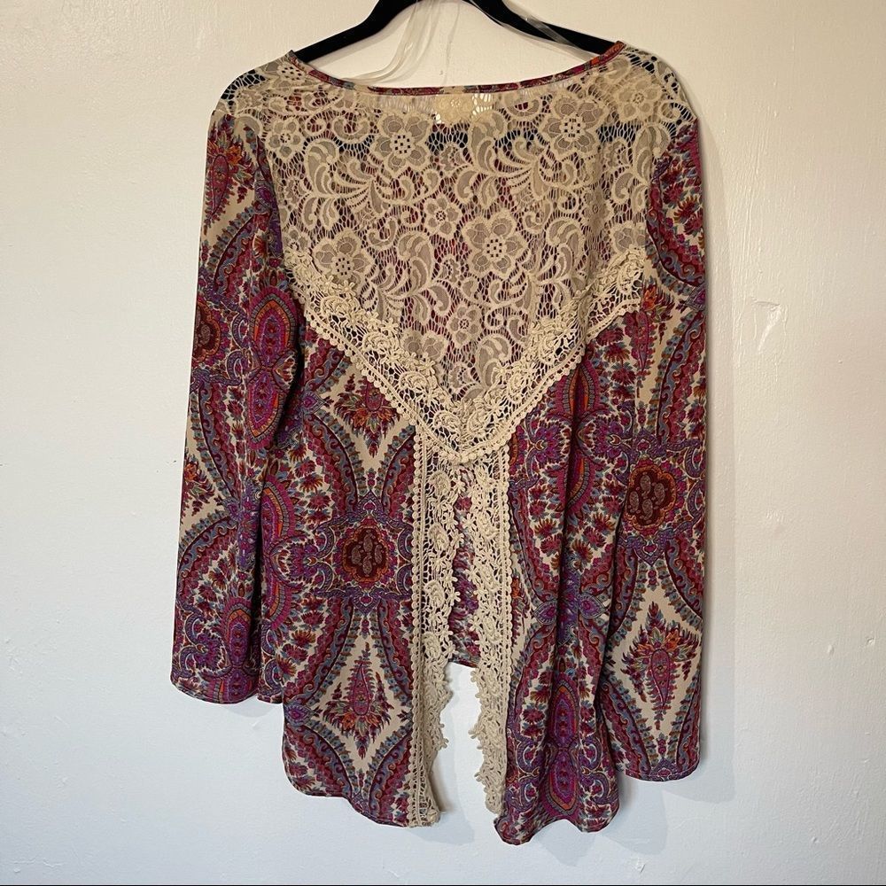Henna S Bohemian Paisley Western Beach Long Sleeve with Lace Detail - Picture 2 of 6